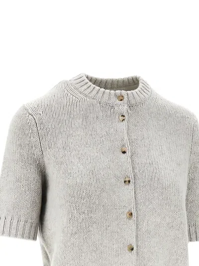 Khaite Womens Heather Grey Nora Round-neck Stretch-cashmere Cardigan In Gray