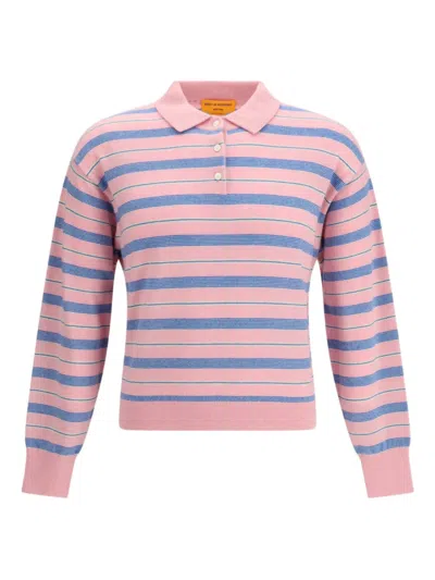 Guest In Residence Striped Three-button Polo Shirt In Multi
