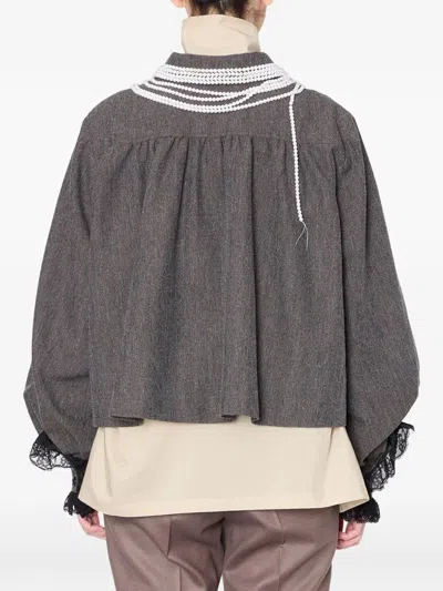 Kolor Herringbone Pearl Embellished Jacket In Multi