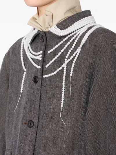 Kolor Herringbone Pearl Embellished Jacket In Multi