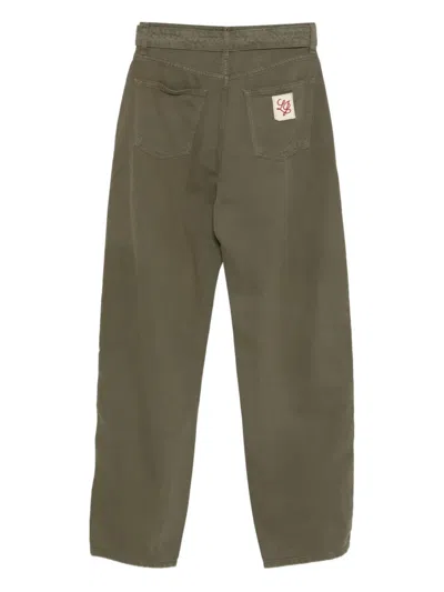 Liu •jo Belted-waist Trousers In Green