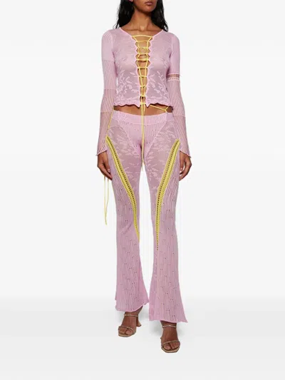 Roberta Einer Kat Lace-up Top In Pink