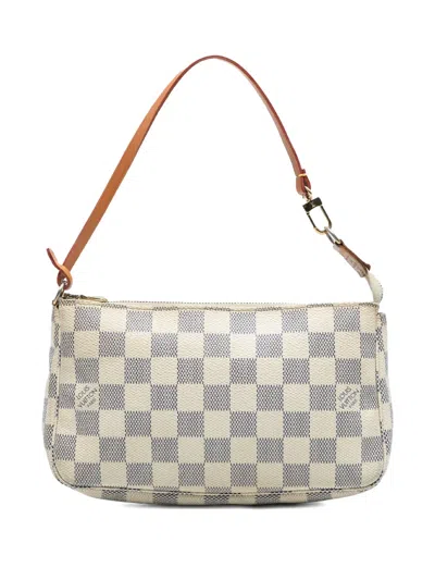 Pre-owned Louis Vuitton 2008 Damier Azur Pochette Accessoires Shoulder Bag In White