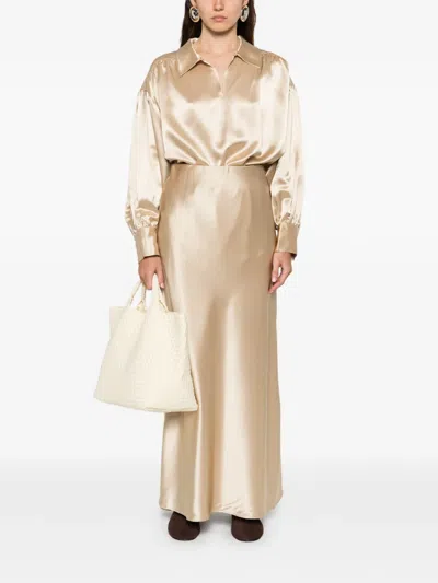By Malene Birger Satin-effect Straight Maxi Skirt In Gold