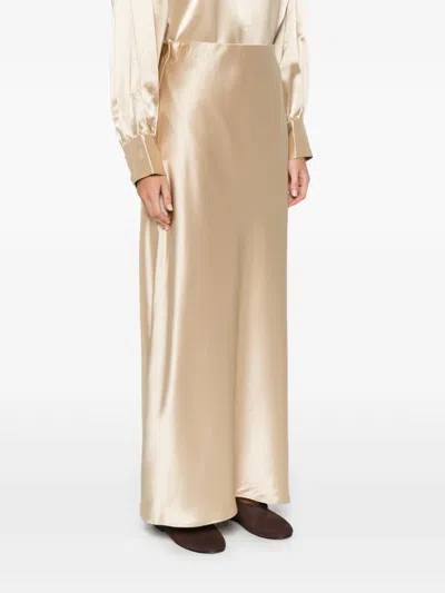 By Malene Birger Satin-effect Straight Maxi Skirt In Gold