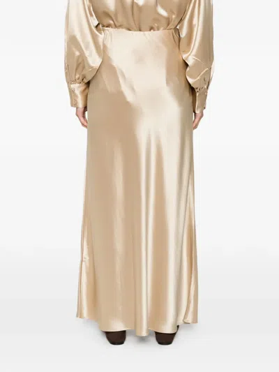 By Malene Birger Satin-effect Straight Maxi Skirt In Gold