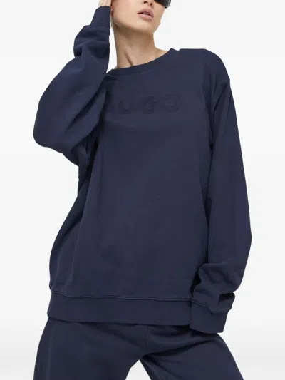 Hugo Boss Logo Crew-neck Sweatshirt In Blue
