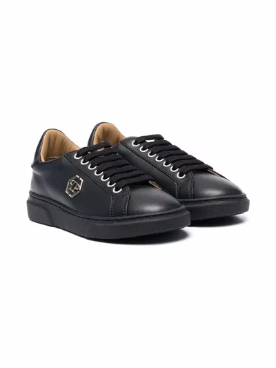 Philipp Plein Junior Hexagon-plaque Low-top Trainers In Black