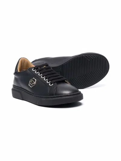 Philipp Plein Junior Hexagon-plaque Low-top Trainers In Black