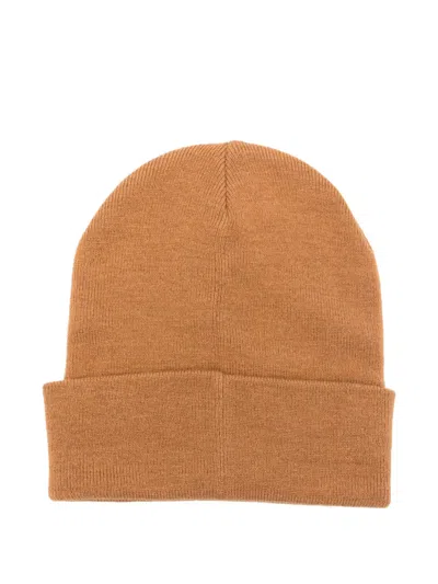 Timberland Logo-patch Beanie In Brown