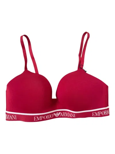 Emporio Armani Logo-band Bra In Red