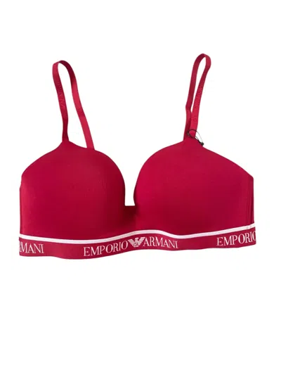 Emporio Armani Logo-band Bra In Red