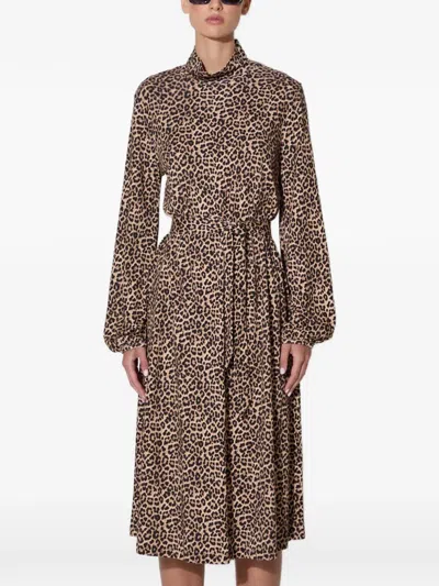 Apc Animal-print Midi Dress In Multi