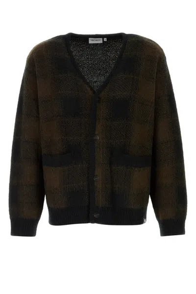Carhartt Wip Embroidered Acrylic Blend Everson Cardigan In Brown