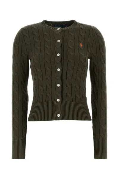 Polo Ralph Lauren Bottle Green Cotton Cardigan In Green