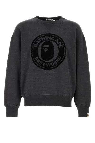 Bape Graphite Cotton Oversize Sweatshirt In Gray