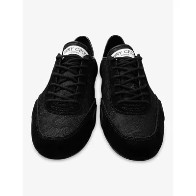 Jimmy Choo Sunny Leather-trimmed Suede And Lace Sneakers In Black