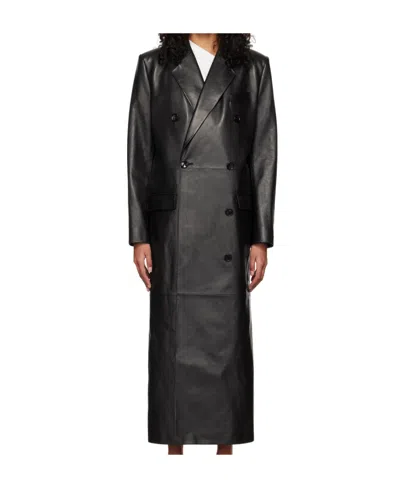 Magda Butrym Double-breasted Long Coat In Black