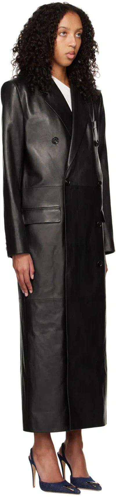 Magda Butrym Double-breasted Long Coat In Black