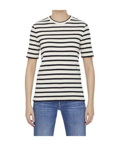 Jil Sander Dark Blue And White Cotton T-shirt In Multi