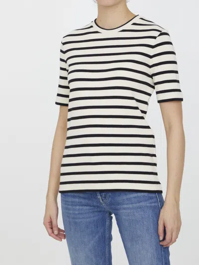 Jil Sander Dark Blue And White Cotton T-shirt In Multi