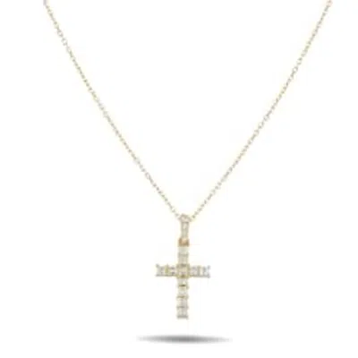 Lb Exclusive 14k Yellow Gold 0.45ct Diamond Cross Necklace Cr1419 Y In Gold