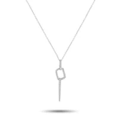 Lb Exclusive 14k White Gold 0.25ct Diamond Minimalist Geometric Necklace  Pn16229 W In Metallic