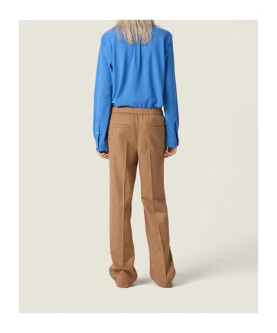 Miu Miu Camel Hair Drawstring Pants In Brown