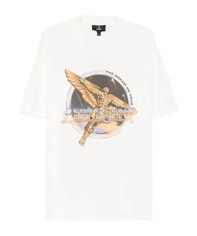 Represent White Crew Neck T-shirt With Graphic Print On Front And Back In Cotton Man In White