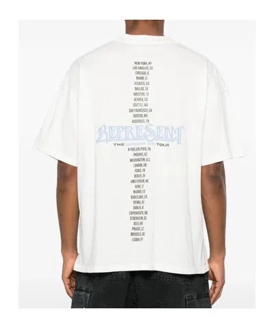 Represent White Crew Neck T-shirt With Graphic Print On Front And Back In Cotton Man In White