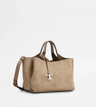 Tod's Mini Suede Shoulder Bag In Brown