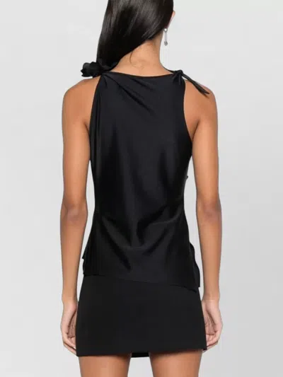 Coperni Black Asymmetric Sleeveless Top With Floral Detail And Cut-out On The Front In Black