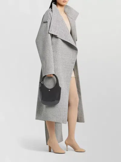 Courrèges Curved Patent Leather Shoulder Bag In Black