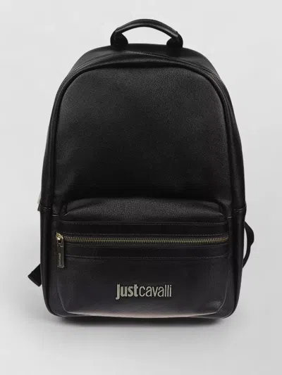 Just Cavalli Logo Backpack Featuring Metal Lettering In Black