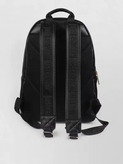Just Cavalli Logo Backpack Featuring Metal Lettering In Black