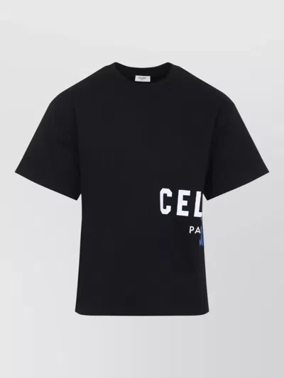 Celine Casual Crew Neck Short Sleeve T-shirt In Black