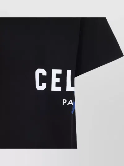 Celine Casual Crew Neck Short Sleeve T-shirt In Black