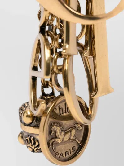 Chloé Symbols Keychain With Silk And Nylon In Gold
