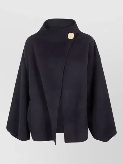 Darkpark Oversized Cashmere Wool Jacket With Asymmetric Front In Black