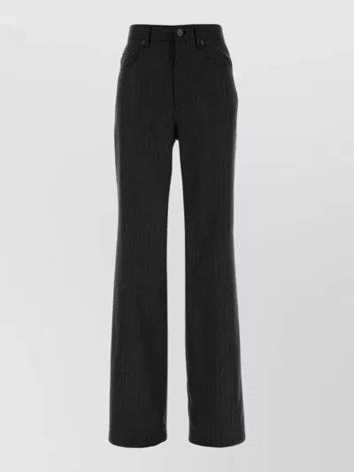 Balenciaga Embroidered Wool Palazzo Trousers Featuring Pockets In Black