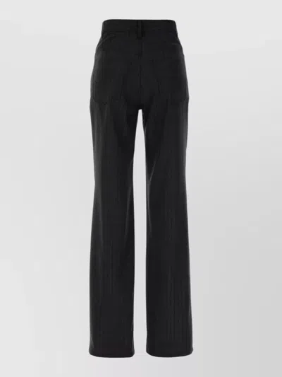 Balenciaga Embroidered Wool Palazzo Trousers Featuring Pockets In Black