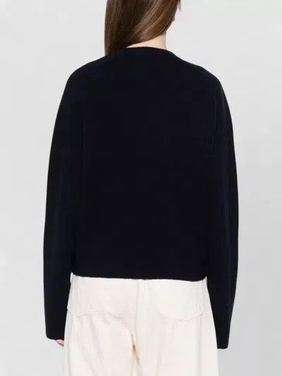 Totême Womens Navy Hammered Round-neck Stretch-wool Blend Cardigan Xs In Black