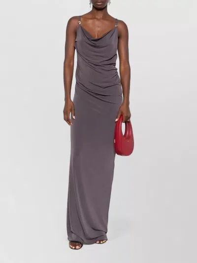 Coperni Draped Cowl Neck Maxi Dress Open Back In Transparent