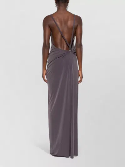 Coperni Draped Cowl Neck Maxi Dress Open Back In Transparent