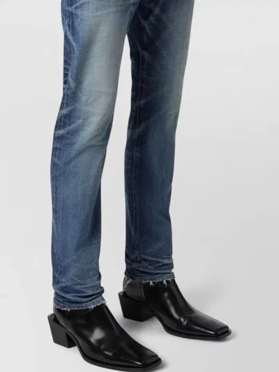 Versace Stylish Ankle Strap Block Heel Boots In Black