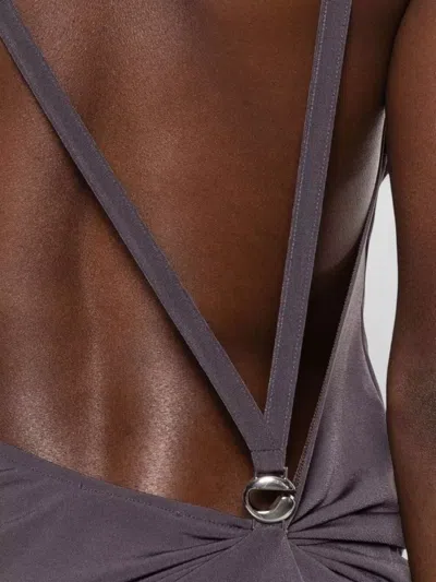 Coperni Draped Cowl Neck Maxi Dress Open Back In Transparent