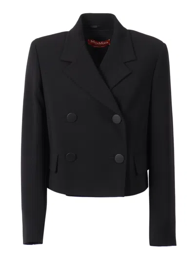 Max Mara Caprera Button Jacket In Black