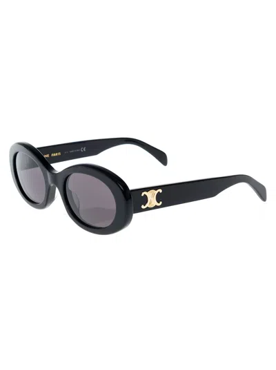Celine Triomphe Oval Sunglasses, 52mm In Black