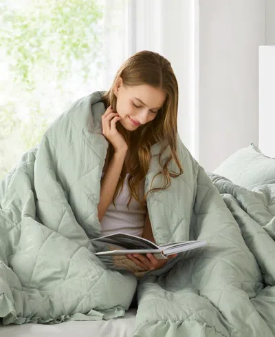 510 Design Phoebe Diamond Quilted Ruffle Edge 3-pc. Comforter Set, King/california King In Green