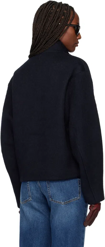 Tonywack Navy Wool Alpaca Zippered Jacket In Blue